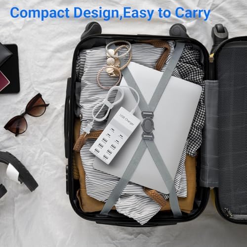 Ultimate 10-Port USB Charging Hub – 50 W Fast Multi-Device Charger Station Compatible with i Phone, Galaxy, i Pad, and More – Smart Power Distribution for Home & Office Use – Sleek, Compact Design for Travel Convenience