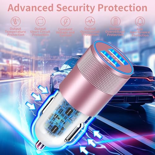 Braveridge 66 W Dual Port USB-C Car Charger for i Phone 16 – MFi Certified Fast Charging with Type-C Braided Cable – Enhanced Compatibility for i Phone 16/16 Pro Max/15/15 Pro/i Pad – Ideal for Road Trips and On-the-Go Power Solutions