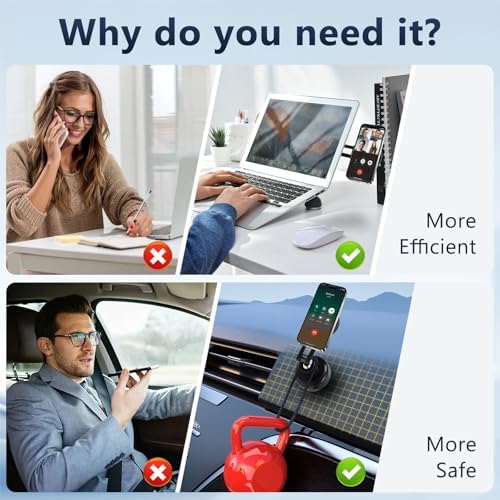 2025 Upgraded Magnetic Phone Holder for Car, 360 Rotatable Folding Vacuum Suction Phone Holder Stand for Dashboard, Windshield, Car, Gym, Car Cell Phone Holder for Android iPhone – Enhanced Compatibility and Speed