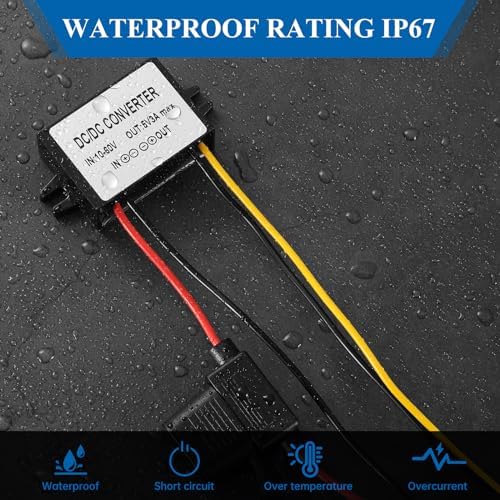 Premium Waterproof DC/DC Buck Converter: Efficiently Convert 10-72 V to Stable 5 V with 5 A Output – Ideal for Automotive, Marine, and LED Lighting Applications Unleash the full potential of your power supply systems with our Premium Waterproof DC/DC Buck Converter, engineered for unmatched reliability and versatility. This advanced voltage transformer seamlessly alters input voltages from 10-72 V to a steady 5 V output at 5 A, making it the perfect solution for a variety of environments including automotive, marine, and LED lighting setups. Featuring a robust waterproof design, the converter guarantees optimal performance in even the most challenging conditions, ensuring your devices remain powered without interruption. With a built-in fuse for added safety, this compact module not only fits into tight spaces but also safeguards against overloads. Transform your power management strategy with this high-quality, lightweight converter that combines durability with user-friendly installation. Elevate your projects today and experience reliable energy solutions tailored to meet your diverse power needs.