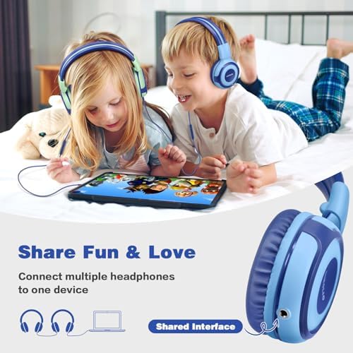 Chic Pink SIMOLIO Kids Headphones with Microphone – Volume-Limited Wired Design for Safe Listening – Adjustable Sound Levels (75/85/94 d B) for Hearing Protection – Perfect for School, Travel, and Home Use – Durable and Comfortable Fit for Active Young Listeners – Compatible with Smartphones & Tablets for Versatile Use