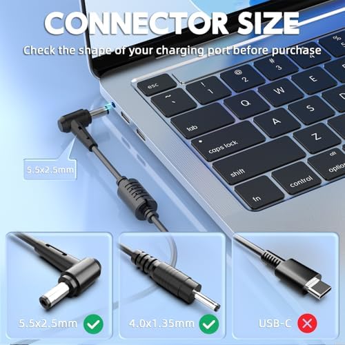 65 W Universal Laptop Charger for Asus Models – Fast Charging Compatibility with Q551, X551, X555, U56 & More – Reliable Power Supply with Safety Features for Enhanced Device Performance – Perfect Replacement for ADP-45 BW, PA-1650-78 & More – 365 Days Customer Support Included