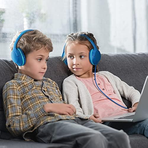 Volume-Limited Over-Ear Kids Headphones – Safe 94 d B Design for Ear Protection – Ultra-Lightweight & Foldable – Perfect for School, Gaming, and Daily Adventures – Trendy Blue Color Compatible with Tablets, PCs, and Smartphones