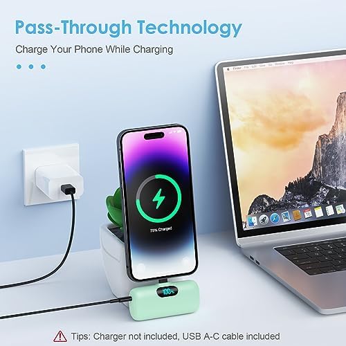 Compact Pink Portable Charger for i Phone – 5000 m Ah PD Fast Charging Power Bank, Lightweight Mini Battery Pack Compatible with i Phone 14/14 Pro Max/13/13 Pro/12 Pro/11/XS/XR/X/8/7/6 – Stylish and Versatile Backup Solution for On-the-Go Power