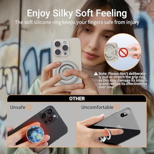 OPSO Mag Safe-Compatible Magnetic Phone Ring Holder – 360° Rotating Grip with Adjustable Kickstand for i Phone 16/15/14/13/12/Pro/Max & Universal Smartphones – Ergonomic Design for Enhanced Stability, Style, and Hands-Free Convenience