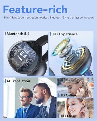 Transform Your Travel Experience with ANSTEN 3-in-1 Language Translation Earbuds – Advanced AI Translator for Instant Communication in 134 Languages, Ergonomic Open-Ear Design for Comfort and Environmental Awareness, Extended Battery Life for All-Day Use, Seamlessly Compatible with Android & i OS – Empower Your Global Conversations Today!