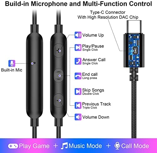 Premium USB C Noise-Canceling Earbuds for Samsung Galaxy & Pixel Devices – Stylish Purple-Blue In-Ear Headphones with Built-In Microphone for Superior Audio Clarity and Comfortable All-Day Wear