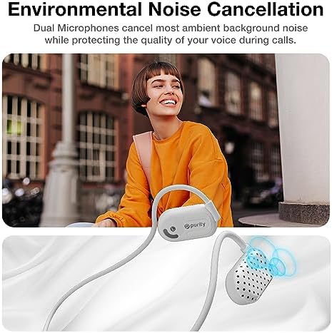 Purity Air Open Ear Headphones – Advanced True Air Conduction Wireless Bluetooth Earbuds with Dual Mic for Clear Calls – Ergonomic, Sweat-Resistant Design for Active Lifestyles – Compatible with i Phone & Android – Ultimate Comfort and Audio Awareness