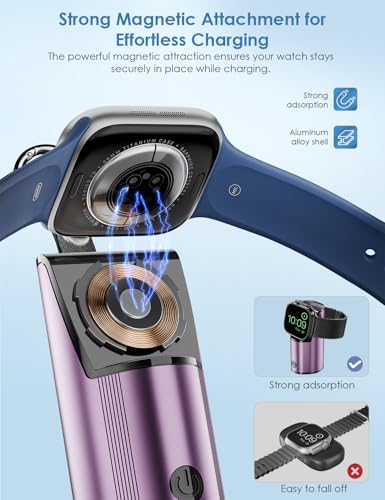 Ultra-Portable Aluminum Alloy Magnetic Charger for Apple Watch – 2000 m Ah Keychain Design for Effortless Travel Compatibility with Series 10/9/8/7/6/5/4/3/2/SE/UItra 2/Ultra – Fast-Charging Solution for On-the-Go Smartwatch Enthusiasts