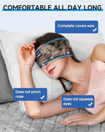 Bluetooth Sleep Headphones with Integrated Sleep Mask – Ultimate Wireless Earbuds for Peaceful Nights and Active Days | Perfect for Travel, Meditation, and Workouts – Superior Comfort and Sound Quality for Insomnia Relief and Focused Relaxation