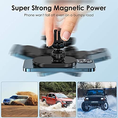 Reiko Black Magnetic Wireless Car Charger Mount – Fast 15 W Charging, 360° Rotation, Universal Smartphone Compatibility, Sleek Design for Effortless Navigation and Secure Attachment