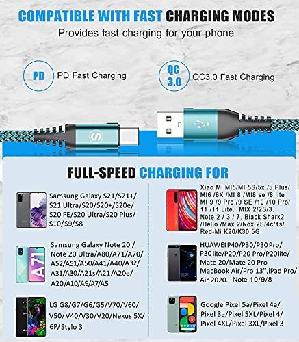sweguard 3.1 A Fast Charging USB Type C Cable – 2 Pack 6.6 ft Nylon Braided Charger for Samsung Galaxy, LG, Moto, PS5 – Durable, Tangle-Free, High-Speed Data Sync – Ultimate Compatibility and Convenience in Pink
