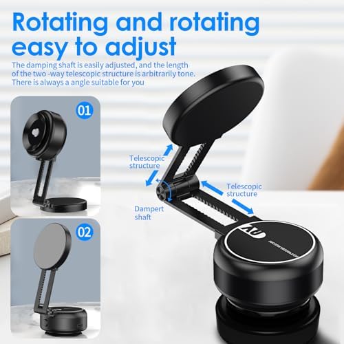 Magnetic Phone Holder,Nixie Phone Holder for Car, Foldable Portable Vacuum Magnetic Cell Phone Holder It adheres to Various Smooth Surfaces and Makes a Suitable Gift (Black) – Enhanced Compatibility and Speed