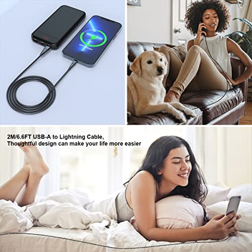 Durable MTAKYI 6.6 Ft Metal Braided i Phone Charger Cable – MFi Certified Lightning USB Cord for Fast Charging & Data Syncing, Chew-Proof Design Perfect for i Phone Models 13/12/11/X/Max/8/7/Plus & i Pads – 2 Pack for Unmatched Performance and Reliability