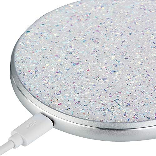 Case-Mate POWER DISC Qi-Compatible Wireless Charger – Elegant Fast Charging Hub with Reflective Foil Finish for Effortless Device Powering – Compact & Portable Solution for Home and Office with Advanced Safety Features
