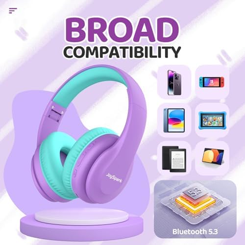 Kids Safe Sound Bluetooth Headphones – Lightweight Over-Ear Design with Volume Limiting (85/94 d B), 60-Hour Battery Life & Bluetooth 5.3, Built-in Microphone, Cozy Fit in Vibrant Blue – Ideal for Music, Audiobooks & Playtime with Enhanced Hearing Protection