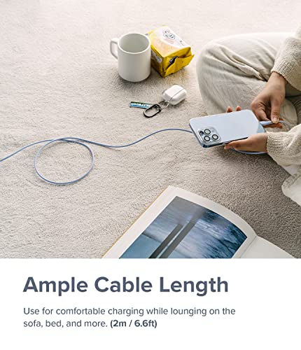 Vibrant 6.6 FT Ringke USB C to Lightning Charging Cable – Fast Charge Your i Phone, i Pad & Air Pods with Stylish Purple Pastel Design, Tangle-Free Connectivity for Effortless Use in Car Play & Beyond, Durable & Efficient Performance