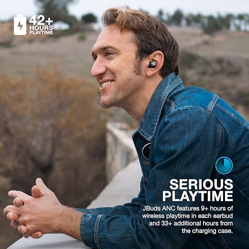 JLab JBuds ANC 3 True Wireless Earbuds – Ultimate 42-Hour Playtime with Smart Active Noise Canceling, Custom Sound Profiles via App, and Seamless Multipoint Connectivity for Effortless Device Switching and Enhanced Audio Performance