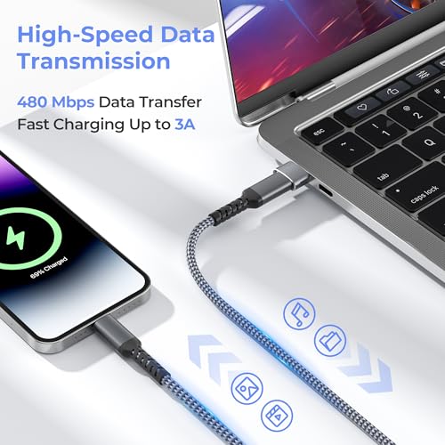 10-Foot Elebase USB C to Lightning Charging Cable for i Phone 14, 13 & More – Fast Power Delivery with USB A Adapter – Enhanced Flexibility for Seamless Device Connectivity – Durable 20 W Quick Charge Cord for i Pad 8 th & 9 th Gen, Apple Models XS, XR, X, 8, 7, 6, SE – Perfect for On-the-Go Charging and Syncing