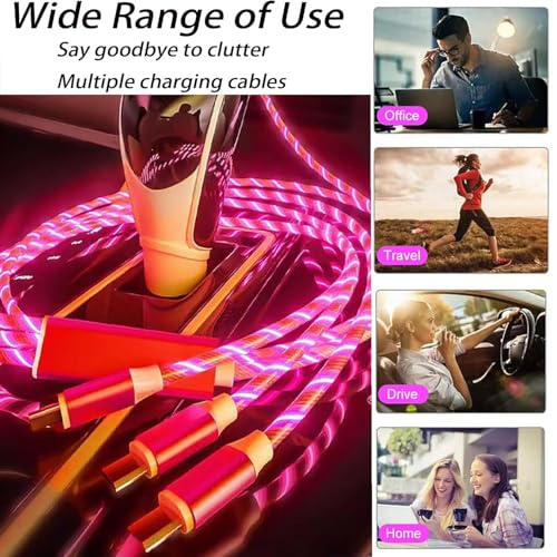 TISTIPPL 3-in-1 Illuminated Charging Cable – Fast Charge with Multi-LED Indicator, Universal Compatibility for Smartphones & Tablets, Durable & Portable Design Perfect for Travel and Daily Use