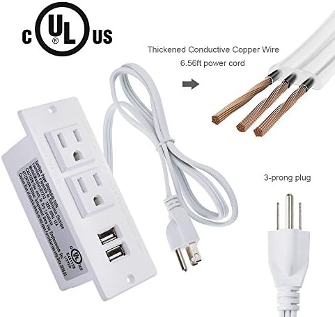 Transform Your Workspace with the Recessed Conference Power Strip Socket – Versatile 2-Outlet Charging Station with Dual USB Ports for Rapid Device Powering and Enhanced Organization in Professional Settings