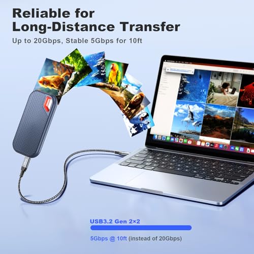 High-Speed USB C Cable 3-Pack: 20 Gbps Data Transfer, 4 K@60 Hz UHD Display & 100 W Fast Charging – Versatile Lengths (1 FT, 3 FT, 6 FT) for Ultimate Compatibility with Dell, Samsung T7, Sandisk & More