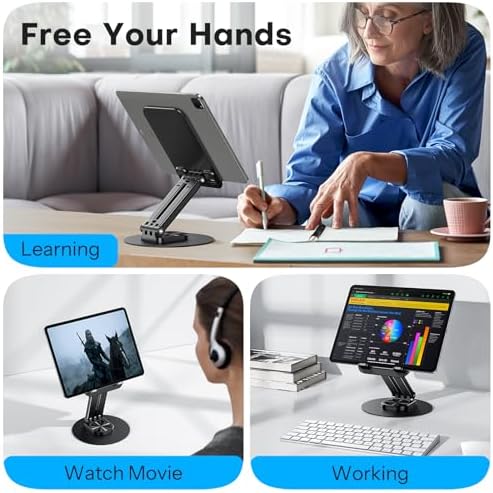 OMOTON Adjustable Tablet Stand for i Pad – Versatile Portable Holder for 4-15.6″ Devices, Ideal for Enhanced Viewing Comfort and Productivity, Compatible with i Pad Pro, Air, Mini & Kindle – Perfect for Home, Office, and Travel Use