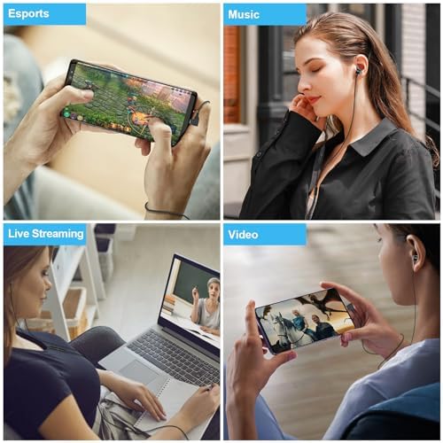 COOYA USB C Wired Earbuds: Advanced Noise-Canceling Earphones with Deep Magnetic Bass for Samsung Galaxy S25 Ultra & i Phone 16 Pro – Ergonomic In-Ear Fit with Right-Angle Connector for Unmatched Comfort and Universal Device Compatibility