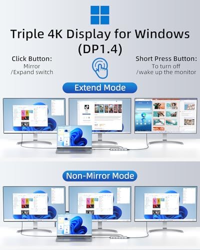 Revolutionize Your Workspace with the Ultimate 13-in-1 USB C Docking Station – Dual Monitor Multiport Adapter for Seamless Triple Display, Featuring 2 HDMI, Display Port, 8 USB Ports, Gigabit Ethernet, and Audio Output – Perfect for Mac Book, Dell, HP, Lenovo Think Pad, and Surface – Unmatched Performance and Connectivity for Enhanced Productivity