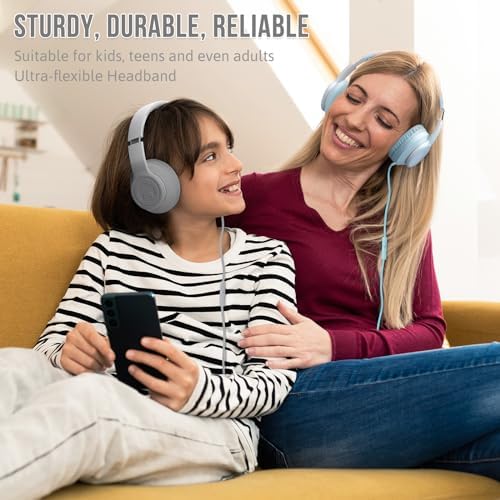 Rockpapa L22 Purple Over-Ear Headphones for Kids & Women – Lightweight, Foldable, and Durable Wired Design with Built-In Microphone for Clear Hands-Free Communication, Perfect for School, Travel, and Daily Use – High-Quality Stereo Sound and Tangle-Free Cord for Seamless Audio Enjoyment