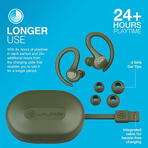 JLab Go Sport+ Wireless Workout Earbuds – Unrivaled 35+ Hour Bluetooth Battery Life, C3 Clear Calling Technology for Distinct Conversations, and Secure Earhook Design for Unyielding Stability During Workouts – Elevate Your Sound Experience with 3 Adjustable EQ Settings and Broad Device Compatibility in Sleek Graphite Finish