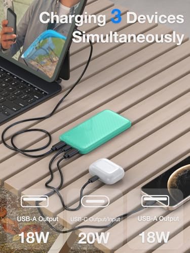 High-Speed 20 W Portable Charger – 10,000 m Ah Fast Charging Power Bank with USB-C PD & QC 3.0 for Ultimate Device Compatibility – Slim, Lightweight Battery Pack for i Phone & More – Perfect for On-the-Go Power Needs