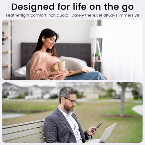 Premium Open Ear Bluetooth 5.4 Clip-On Headphones for Small Ears – Lightweight, Comfortable Sports Earbuds with 50-Hour Playtime, Waterproof & Dustproof Design, Perfect for Glasses Wearers, Seamless Android/i OS Compatibility for Active Lifestyles, Off White