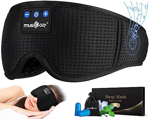 Transform Your Sleep Experience with the MUSICOZY Bluetooth Sleep Mask – Premium Wireless Eye Cover Featuring Built-In Earbuds for Ultimate Comfort, Perfect for Side Sleepers, Office Relaxation, and Travel – Advanced Bluetooth 5.4 Connectivity for Effortless Pairing and High-Quality Sound, Ideal Tech Gift for Anyone Seeking Restful Slumber.