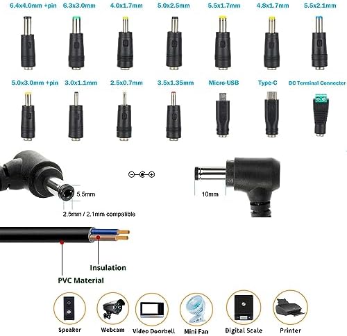 Versatile 120 W Universal AC to DC Power Adapter – Adjustable 3 V to 12 V, 10 A Output with 14 Interchangeable Tips & Polarity Converter for Seamless Compatibility with LED Strip Lights, Printers, CCTV Cameras, and More – Ultimate Efficiency and Durability Ensured
