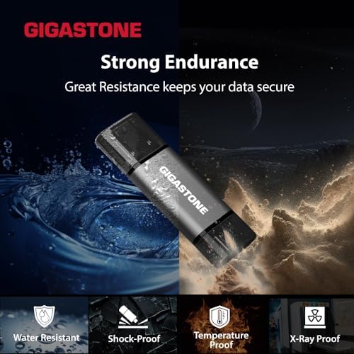 GIGASTONE 16 GB Dual Flash Drive Pack – Ultra-Fast 2-in-1 USB 3.2 Gen 1 with Type-A & Type-C Connectors for Seamless Data Transfer Across Smartphones, PCs, Macs, and More – Plug & Play Design with 100 MB/s Speed and Compact Cap for Easy Portability – Perfect for Students and Professionals
