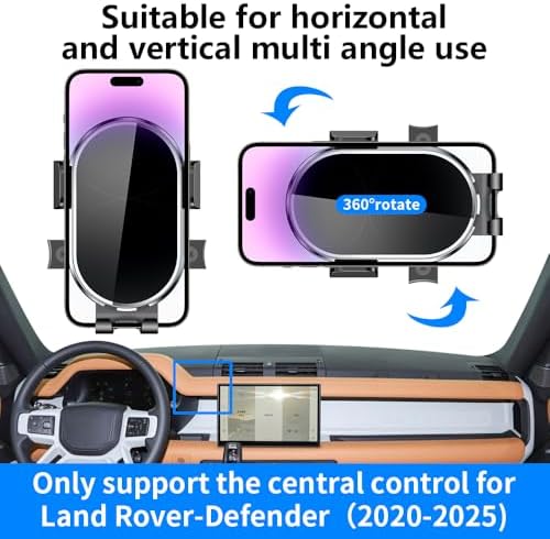 Premium 360-Degree Rotating Car Phone Holder for Land Rover Defender (2020-2025) – Custom Fit Dashboard Mount for Secure Navigation and Hands-Free Use – Durable and Sleek Mobile Phone Cradle Accessory for Enhanced Driving Experience