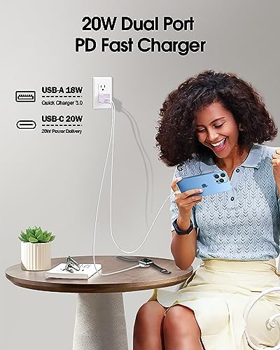 Dual-Port 20 W USB-C Wall Charger – 2 Pack Fast Charging Adapter for i Phone 15/14 & Apple Watch Series 8/7/SE – Compact Travel Power Plug with Smart Charging Technology for Enhanced Device Compatibility and Speed