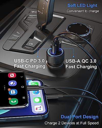 OKRAY Triple Pack 36 W Dual USB C Car Charger – Fast PD3.0 & QC3.0 Charging Adapter with 12 V Compatibility for i Phone 16-12 Pro Max, Samsung Galaxy S25-S24, Pixel 9-8 – Compact & Reliable Power on the Go