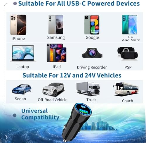 Rombica 105 W MFi Certified Dual USB-C & USB-A Fast Car Charger for i Phone 16 Pro Max – Ultimate Portable Power Solution with 6 FT Coiled Type-C Cable for Rapid Charging on the Go, Perfect for Road Trips and Daily Commuting