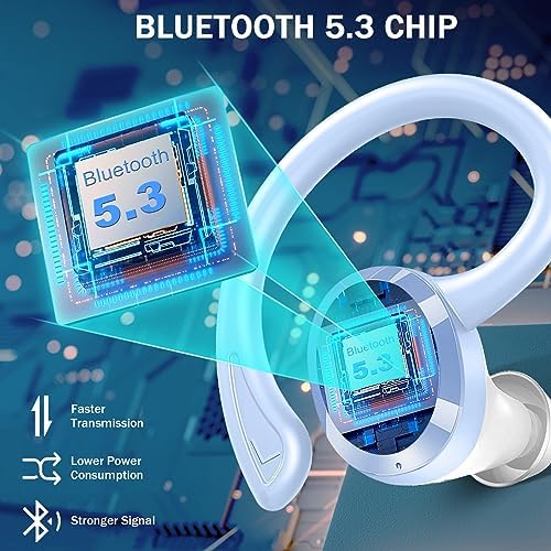 Premium Bluetooth 5.3 Wireless Earbuds – IP7 Waterproof Sport Headphones with 48-Hour Battery Life, Noise-Cancelling Mic, and 3 D Hi-Fi Stereo for Ultimate Workout Performance – Perfect for Running and Gym Enthusiasts