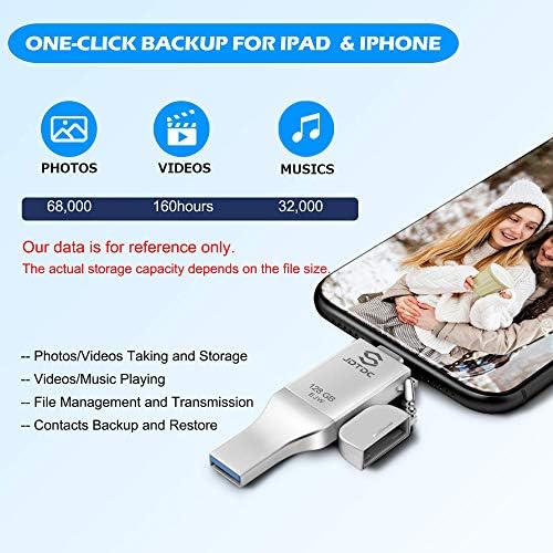 Revolutionize Your Data Management with the 128 GB JSL JDTDC MFi Certified i Phone Photo Stick – Versatile 3-in-1 USB Flash Drive for i Phone, i Pad, Android & PC with Lightning, USB-C & USB-A Connections – High-Speed, Compact Memory Solution for Effortless Backup and Seamless File Transfer