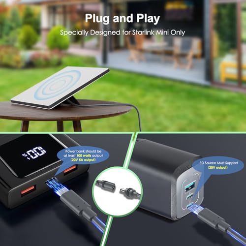 Starlink Mini USB C to DC Power Cable – 16 FT Waterproof Charging Cord for Enhanced Starlink Performance | Compatible with 100 W+ Power Banks & PD Chargers | Premium Speed & Durability for Outdoor Use | Essential Accessory for Seamless Connectivity