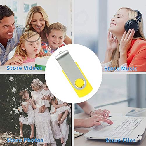 Alihelan 8 GB USB Flash Drive 5 Pack – Vibrant Swivel Memory Sticks with LED Indicator for Seamless Data Transfer, Ideal for Personal and Professional Use – USB 2.0 Portable Storage in Black, Red, Purple, Yellow, and White – Perfect for Easy File Sharing and Backup