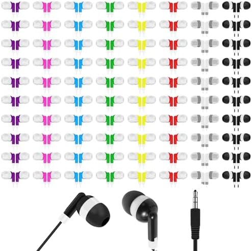 Vibrant 60-Pack Earbuds for Kids – Colorful Classroom Headphones in 6 Playful Shades for School, Travel & Home Learning – Lightweight, Durable Design with Superior Sound Quality for Tablets, Laptops & Smartphones – Foster Engagement and Fun in Educational Settings