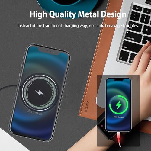 Magnetic Wireless Charging Pad for i Phone 15 Series – Fast, Effortless Alignment with Mag Safe Compatibility – Sleek White Design for Home, Office, and Travel – Lightweight Portable Charger for i Phone 15/14/13 Pro Models – Enhanced Safety and Efficiency for Hassle-Free Power Solutions