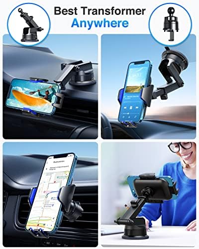 VANMASS Ace Car Phone Holder Mount – Upgraded Military Steel Hook & Super Suction Cup for Ultimate Hands-Free Navigation – Compatible with i Phone 14, 13, 12 Pro Max & Samsung – Versatile Dashboard, Windshield & Air Vent Stand for Enhanced Driving Safety