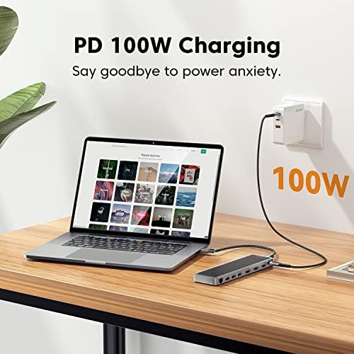 ESSAGER 8-in-1 USB C Hub with M.2 NVMe/SATA SSD Enclosure – 10 Gbps Data Transfer, 4 K HDMI 1.4 Output, PD100 W Fast Charging, Aluminum Alloy Design for Mac mini M1, M2, M3, M4 – Premium Performance and Versatile Connectivity Solution
