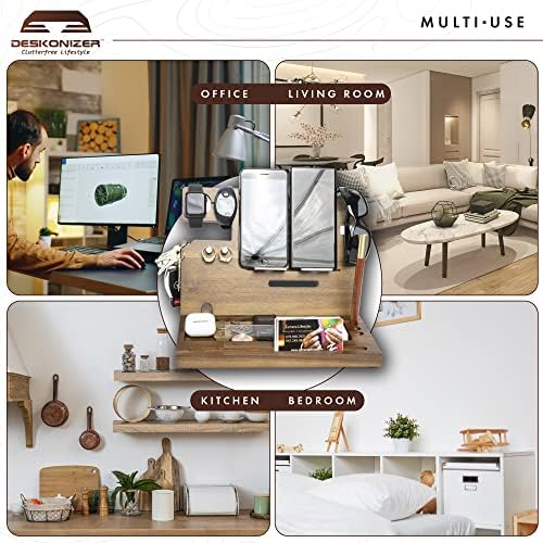 Elegant Wooden Charging Dock for Men – Premium Multifunctional Desk Organizer & Nightstand Essential – Fast Universal Charging Station with Sleek Aesthetic – Perfect Gift for the Discerning Professional