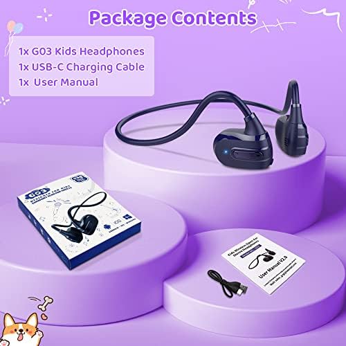 Golvery Kids Open Ear Bluetooth 5.3 Headphones – Ultra-Lightweight Wireless Earbuds with Built-in Microphone – 10-Hour Playtime for Safe Listening – Perfect for Learning, Play, and Enhanced Awareness – Ideal for Tablets, Phones, and Kindles